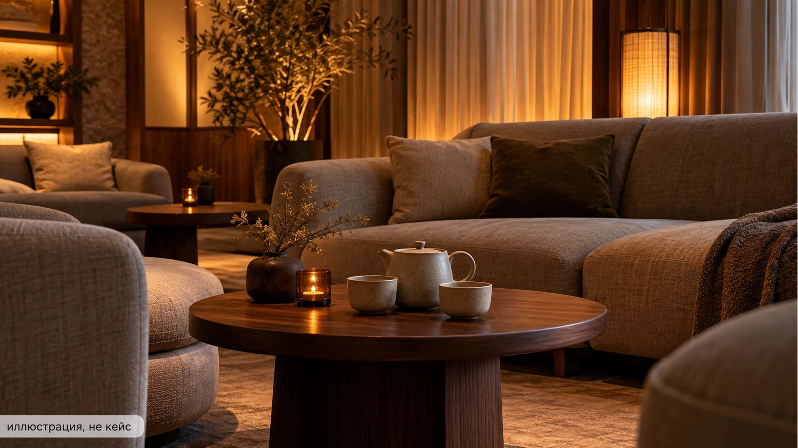 Иллюстрация атмосферы ниши «Кальянная / lounge» для TEZAM (не кейс клиента)